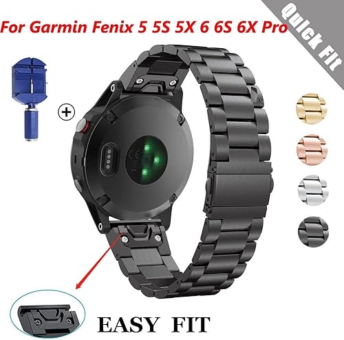 Miniatura 6 de Fenix 7X  Fenix 6X  Fenix 5X Correa de reloj, correa de repuesto de metal de acero inoxidable de 1.024 in para Garmin Fenix 5X Plus, Fenix 33 HR,