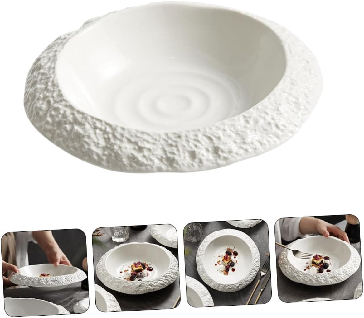 Zerodeko Ceramic Plate Decorative Dish for Salad Steak Appetizers Creative Shaped Dinnerware for Family Restaurant Hotel Use for Parties and Special Occasions