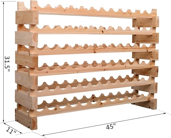 Estante para Vinos Hassyee de Madera, Apilable, para 72 Botellas miniatura 2