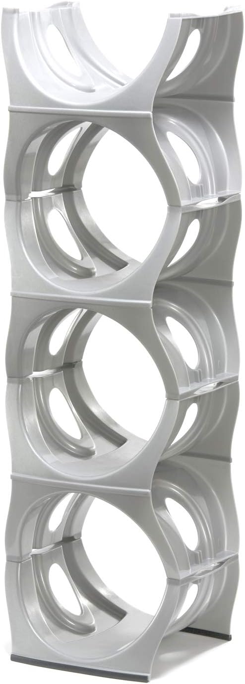 Stackable Water Bottle Storage Rack Best Water Jugs 5 Gallon Organizer. Jug Holder for Kitchen, Cabinet and Office Organizing. Reinforced Polypropylene (Silver, 4 No Shelf)