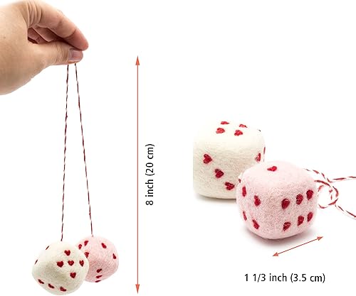 Miniatura 5 de GLACIART ONE 2 piezas de adornos colgantes para el interior del automóvil, divertidos y peludos, accesorios de espejo retrovisor de lana, bonito