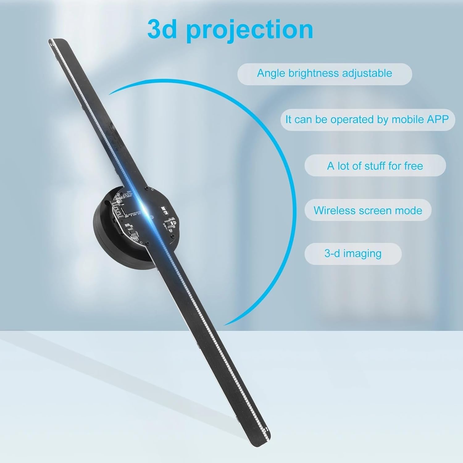 42cm 224LED 16GB Holographic Projector, WiFi Lamp with Beads, Charging, 3D Advertising, Light Image Widely Applicable