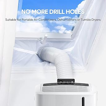 AC Window Seal Portable Universal Window Seal Kit 400cm/158Inch | for Mobile Air Conditioner Unit & Tumble Dryer, Hot Air Stop Air Exchange Guards, Easy to Install-With Zip