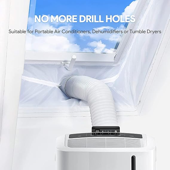 AC Window Seal Portable Universal Window Seal Kit 400cm/158Inch | for Mobile Air Conditioner Unit & Tumble Dryer, Hot Air Stop Air Exchange Guards, Easy to Install-With Zip