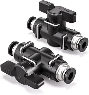 Bwintech 2 Piezas 12mm Válvula de Bola Neumática Push to Connect Racores BUC Válvula de Control de Flujo de Aire Racores Rectos de Conexión Rápida para Manguera de Aire