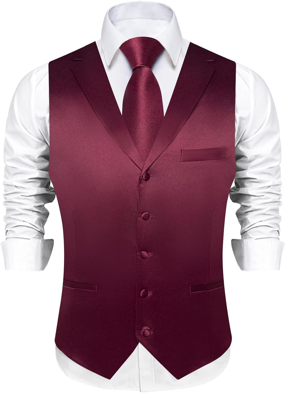 DiBanGu Formal Suit Vest Tie Set for Men Classic Solid Notch Lapel Dress Waistcoat Satin Vest Bowtie for Wedding Party - Image 2