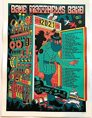 Dave Matthews band tour Poster green variant 2021 concert methane studios art dmb