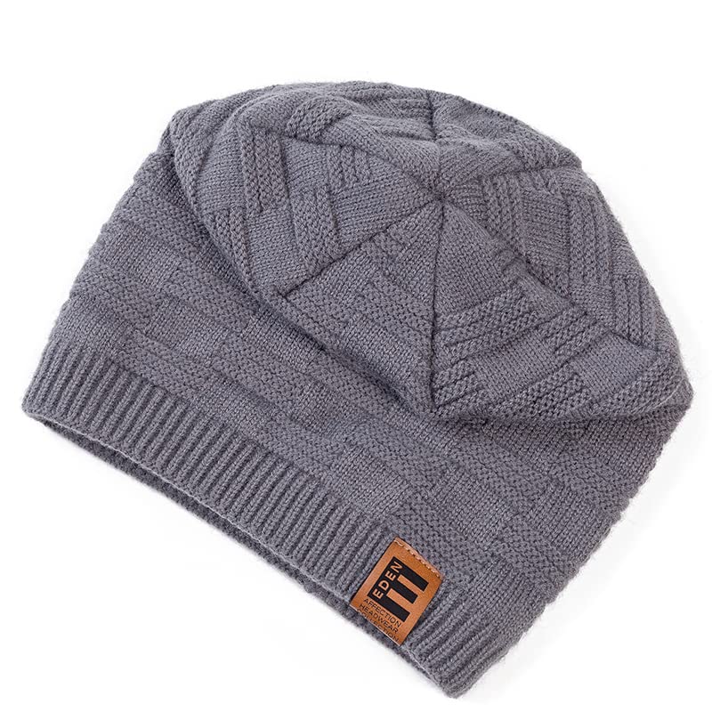 LEMITA Sombreros unisex de invierno para hombres y mujeres Gorro de esquí cálido Sombrero de algodón Escalera de celosía Hombres Mujeres Piel forrado Gorro de punto, rosso, Talla única