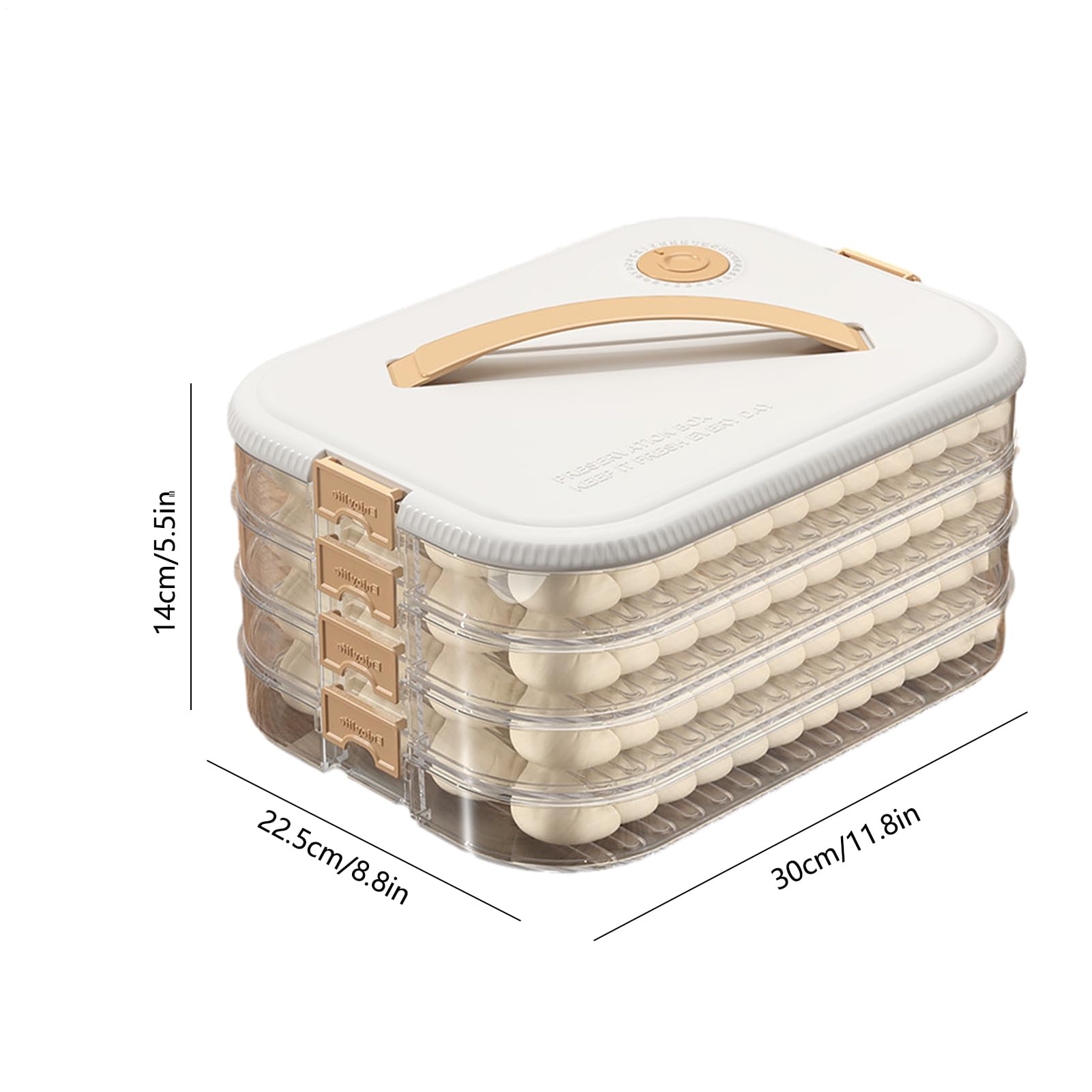 Contenitore per Ravioli - 4 Strati Trasparente, Contenitore Impilabile con Manico e Coperchio, Organizzatore per Alimenti | Soluzione di Conservazione per Cucina a Microonde, Sicura per Congelatore, a