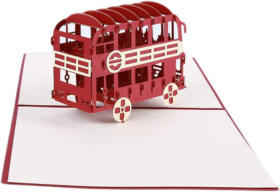 Faliya 3D London Red Double-deck Bus Paper Card Laser Cut Pop Up Card Creative Tourism Souvenir