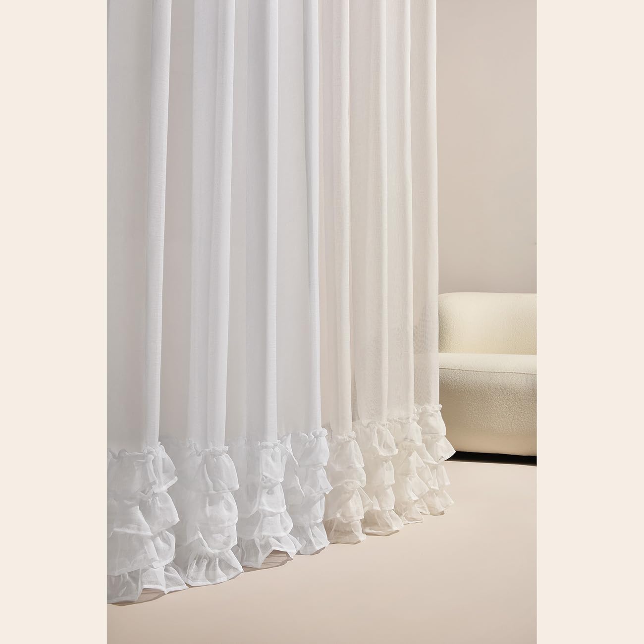 room99 Gardine mit Kräuselband Flavia 400 x 250 cm Breite x Höhe Wohnzimmer Transparent modern Vorhang Schal Wohnzimmer Schlafzimmer für Schienensystem Weiß Rüsche, 1 Stück