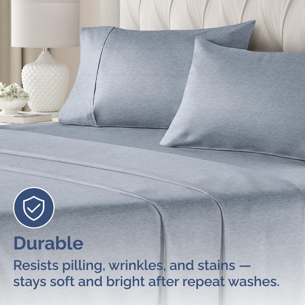 King Standard Pillow Cases Set of 2 - Ultra-Soft Hotel Quality Pillowcase Covers - Comfy, Cozy & Fade Free - Wrinkle Resistant - Machine Washable Pillow Protectors - 2 Piece Set - Heathered Blue thumbnail