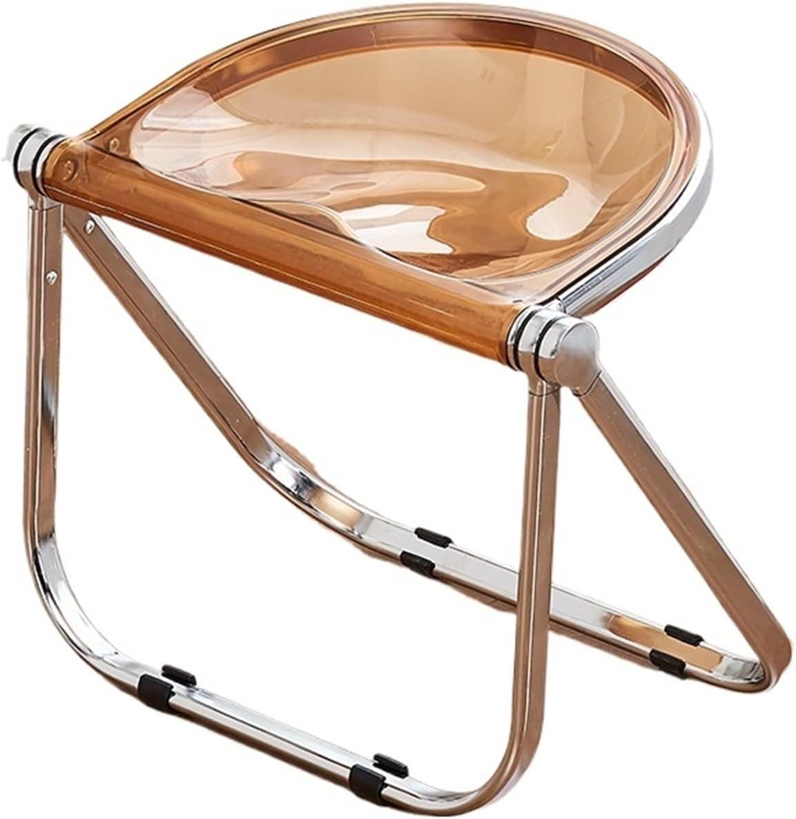 Foldable Crystal Acrylic Folding Chair Portable Commercial Chairs with Plating Frame for Home Office Wedding Party Kitchen Events(Brown)
