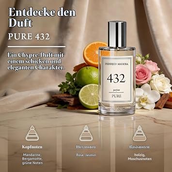 PURE 432 FEDERICO MAHORA Women's Fragrance 50 ml Graceful with Elegant Chypre Character and Timeless Radiance