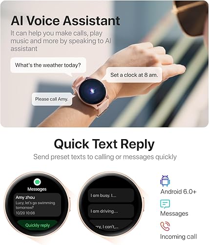 Miniatura 4 de Reloj inteligente para mujeres y hombres, responder, hacer llamadas, respuesta rápida de texto, voz AI, reloj inteligente para teléfonos Android,