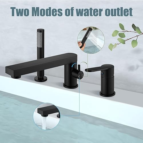 Miniatura 7 de Aolemi Grifo de bañera romano generalizado de una sola manija, juego de grifos de bañera de baño modernos para montaje en cubierta, llenado de