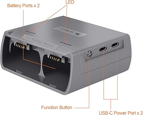 Miniatura 7 de Anbee Cargador de batería Mini 2 SE Dron, cargador USB multifunción portátil, concentrador de carga rápida de 2 vías para DJI Mini 4K / Mini 2