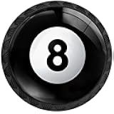 Artinhand 4 Pack Billiards 8 Ball Cabinet Knobs Round Drawer Pulls 8 Ball Knob Cupboard Door Handles Hardware for Kitchen Bathroom Cabinets
