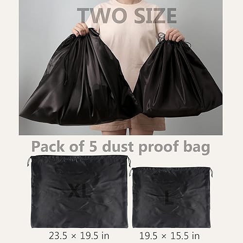 Miniatura 3 de SunForMorning Paquete de 5 bolsas para el polvo para bolsos y bolsos, bolsa de seda con cordón de almacenamiento para zapatos de viaje, botas, bolsa