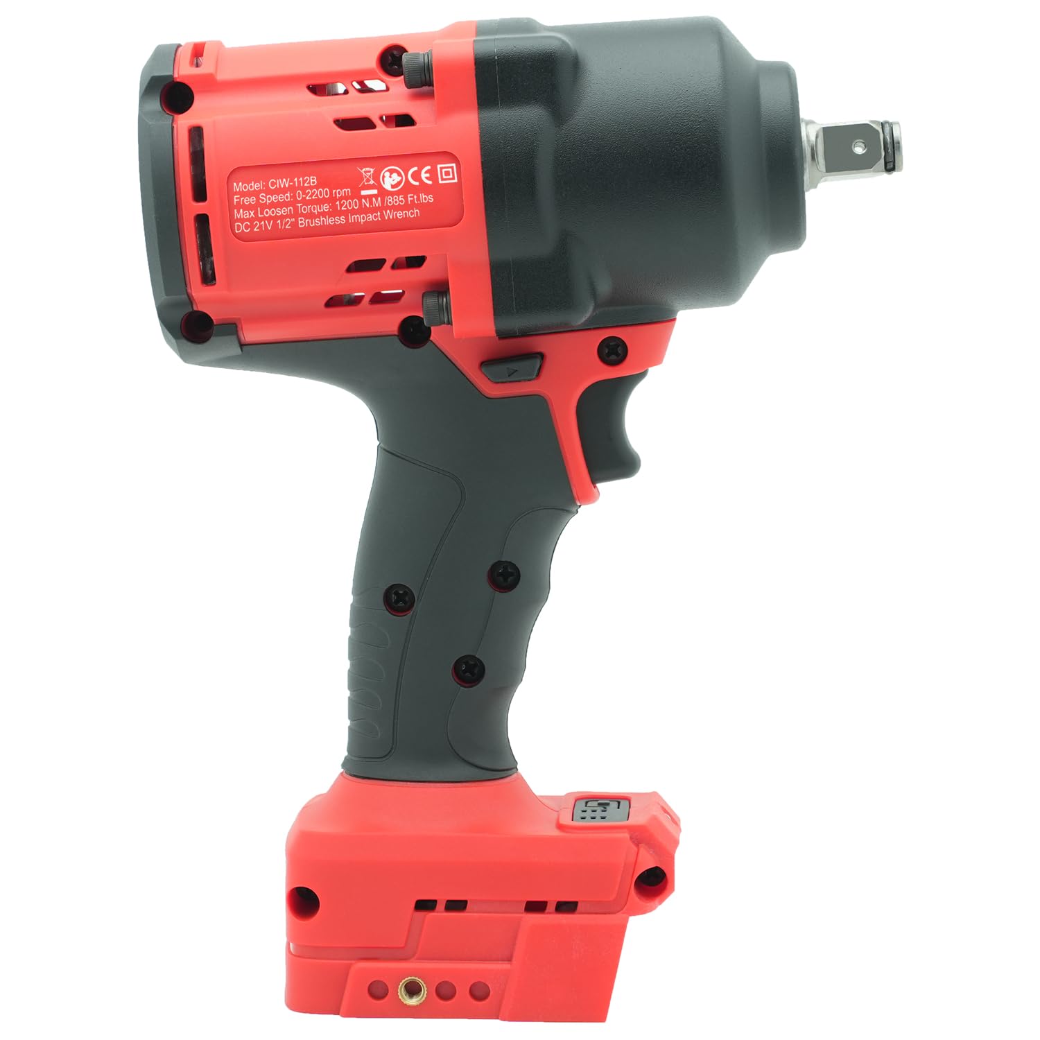 CIW-112B-ML Avvitatore a percussione senza fili da 1/2 pollice per batteria Milwaukee18V, Avvitatore a percussione 885Ft-lbs pistola elettrica senza spazzole ad alta coppia, avvitatore a percussione