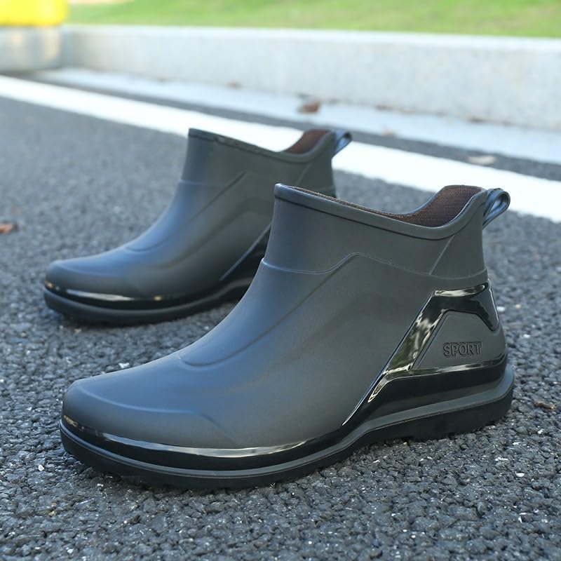 Men Rain Boots Waterproof Ankle Boots Outdoor Garden Shoes for Kitchen & Outdoor, Rain Shoes