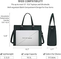 NUBILY nagy fekete bőr válltáska, laptop táska 15.6", munka és iskola 3