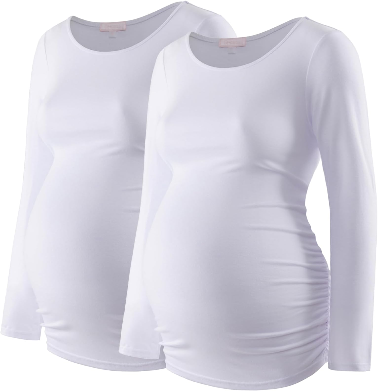 Maternity Shirt Long Sleeve Basic Top Ruch Sides Bodycon Tshirt for Pregnant Women