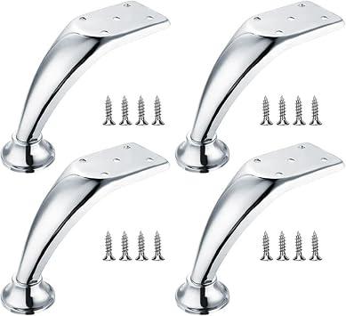 Pxzybd 4 Pcs Table Legs Metal,11.2cm High Furniture Legs,Non-Slip/Wear-Resistant Sofa Legs,Bathroom Kitchen Furniture Feet,Desk Legs,Coffee Table Cabinet DIY Replacement Legs,Silver-11.2cm4.4in