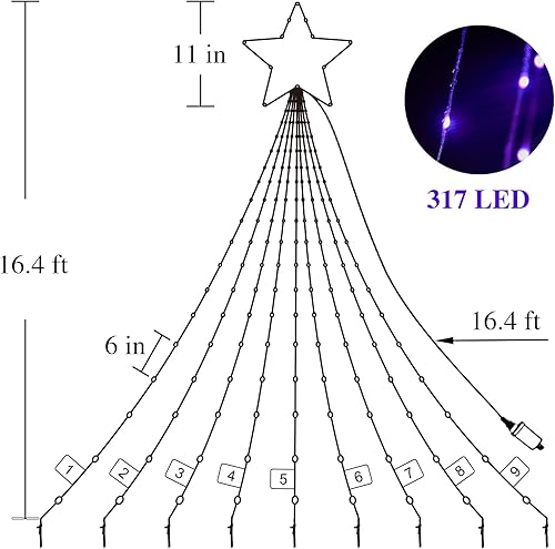 Miniatura 6 de Guirnalda de luces de 16.4 pies para decoración de Navidad al aire libre, aplicación inteligente, control remoto RGB que cambia de color, 317 luces
