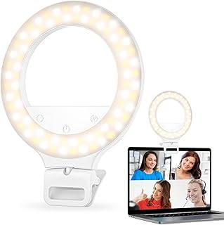 Selfie Light Ring Light USB Rechargeable Ring Light Mobile Phone 40 LEDs 360° Adjustable Clip Selfie Ring Light with 4 Brightness 3 Modes (White, Soft, Warm) for Make-Up, Selfie (# 3)