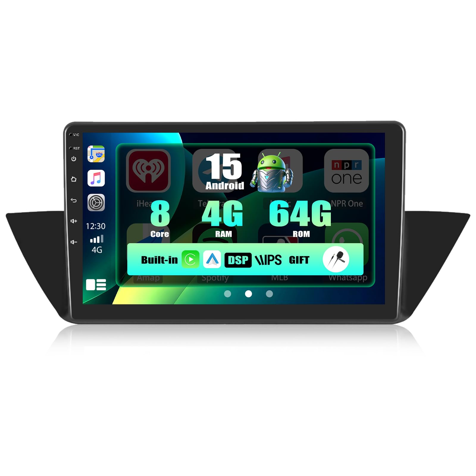 SIXWIN 8 Core 4+64G Android 15 Autoradio con CarPlay/Android Auto/DSP per BMW X1 E84(2009-2015), 9" HD Navigatore GPS WiFi Bluetooth 5.0 USB FM RDS Radio Mirror Link +32 band EQ