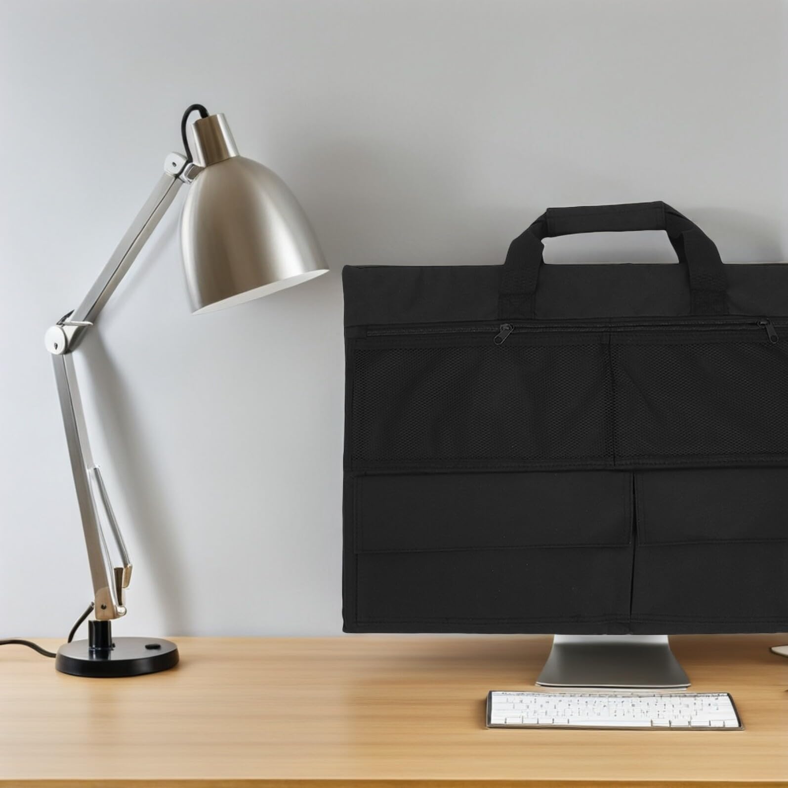 Copertura Antipolvere per Monitor da 24" in Nylon Resistente, Custodia Protettiva Maniglia, Protezione Completa per Display Desktop in Ufficio e Casa