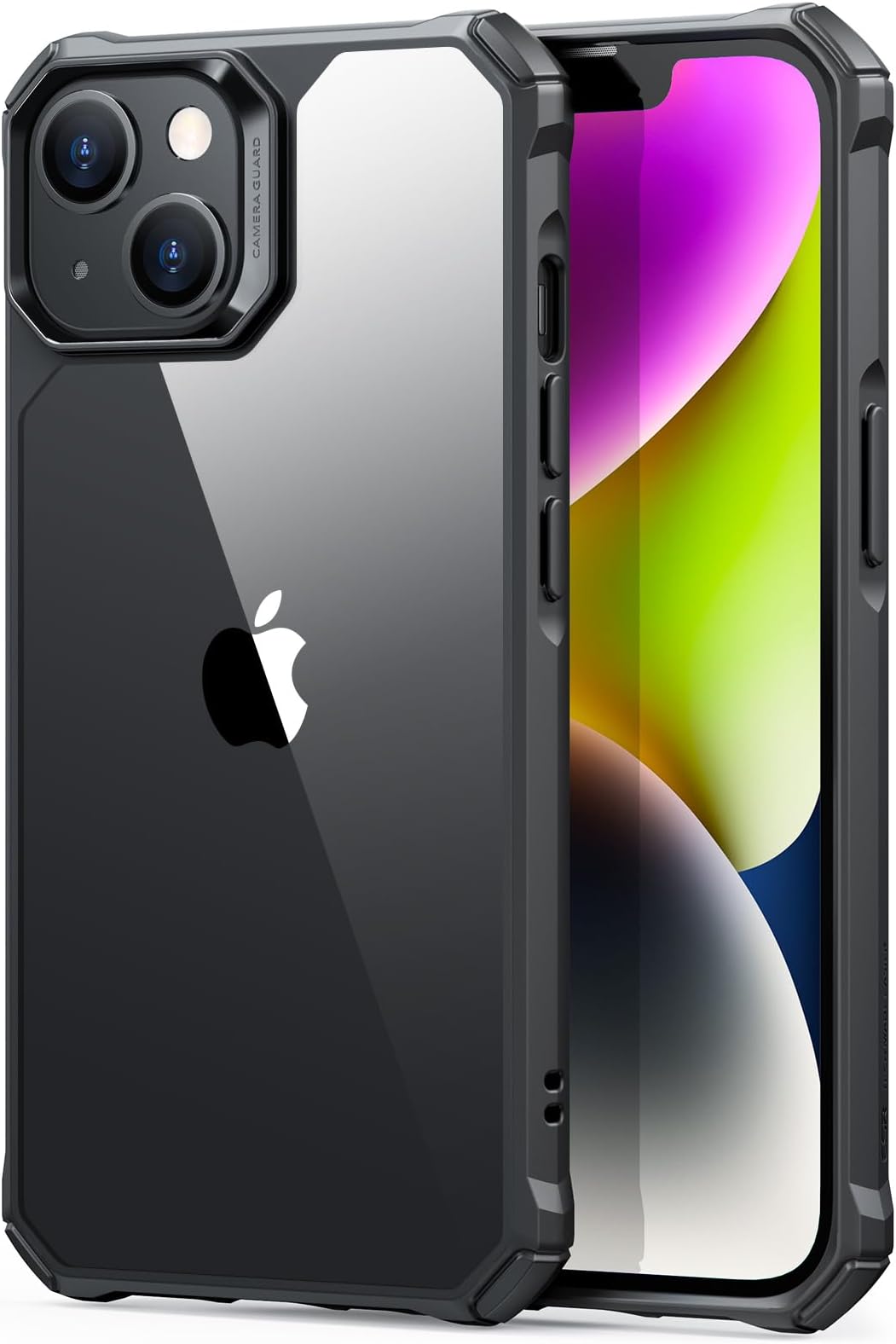 ESR for iPhone 14/iPhone 13 Case, Military-Grade Protection with Shock-Absorbing Corners, Scratch-Resistant and Anti-Yellowing Acrylic Back, Slim Protective Phone Case, Air-Armor Series, Clear Black