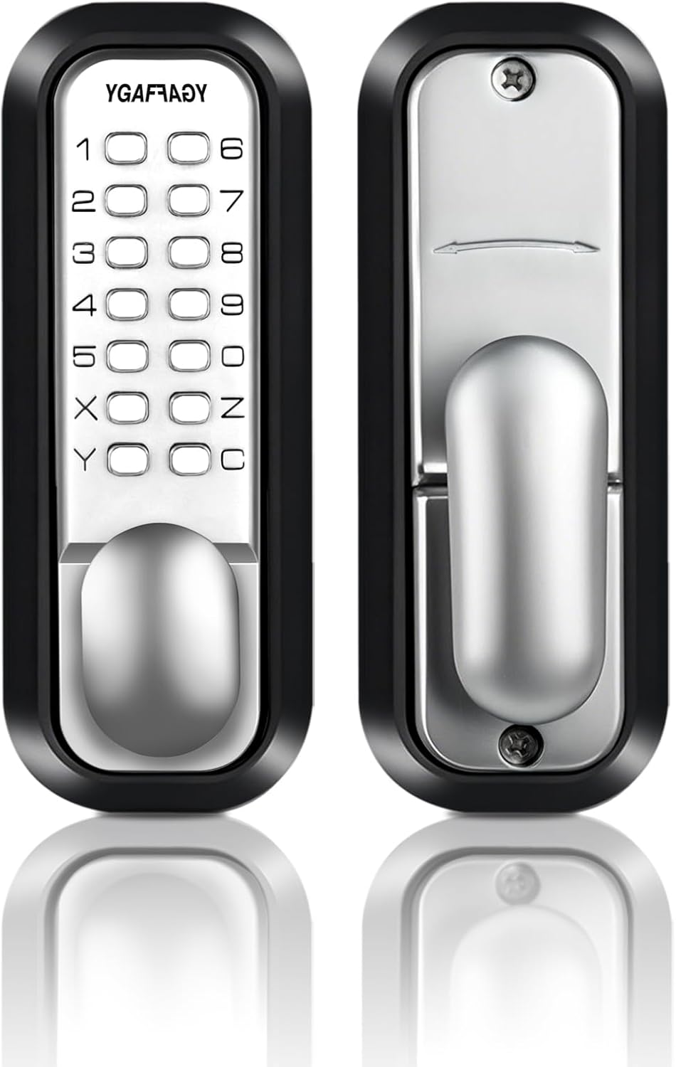 Mechanical keyless Entry Door Lock, 14 Digital keypad, Weatherproof deadbolt with Handle, Security Outdoor Lock Without Electronic, Easy Installation, for Home, Yard-gate, Office, Chrome