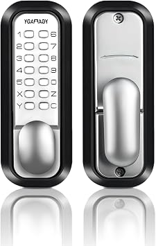 Mechanical keyless Entry Door Lock, 14 Digital keypad, Weatherproof deadbolt with Handle, Security Outdoor Lock Without Electronic, Easy Installation, for Home, Yard-gate, Office, Chrome