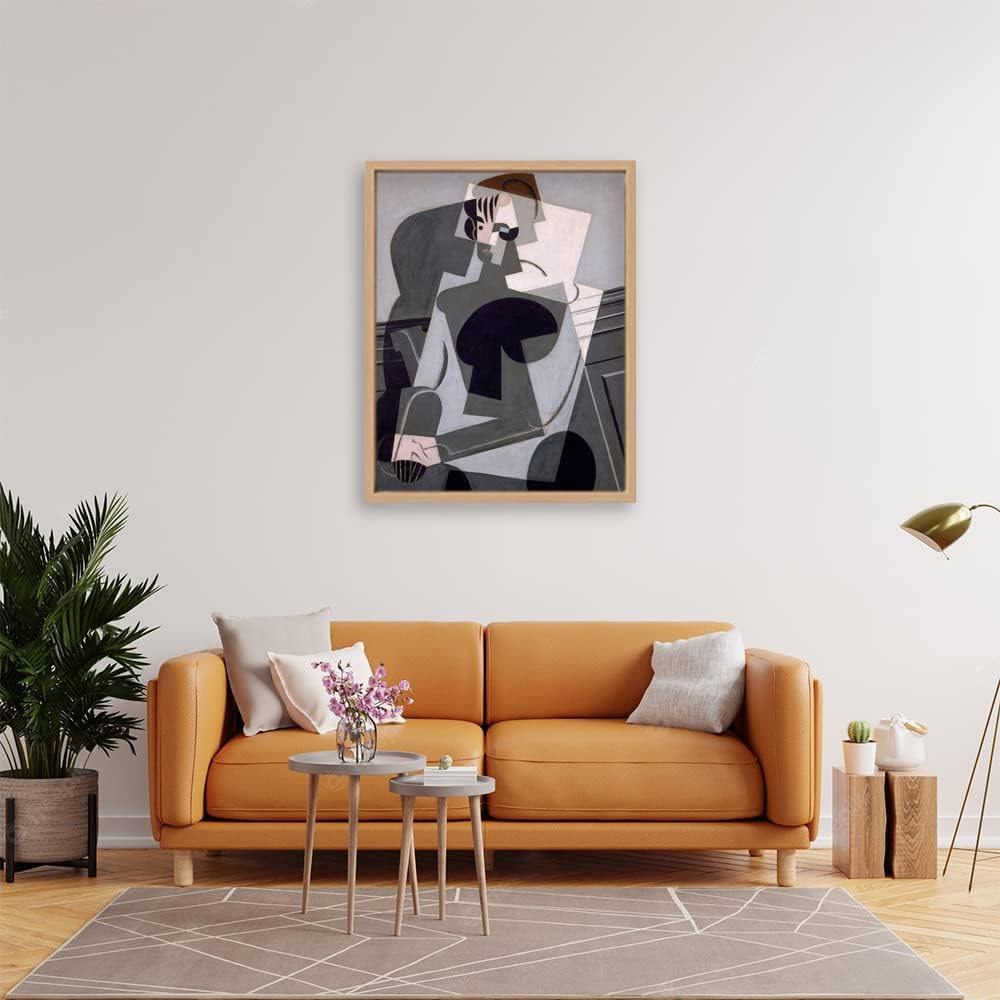 VERRE ARTVERRE ART Wooden Floater Framed Canvas - Wall Decor for Living Room, Bedroom, Office, Hotels, Drawing Room 22in X 34in - Portrait De Madame Josette Gris