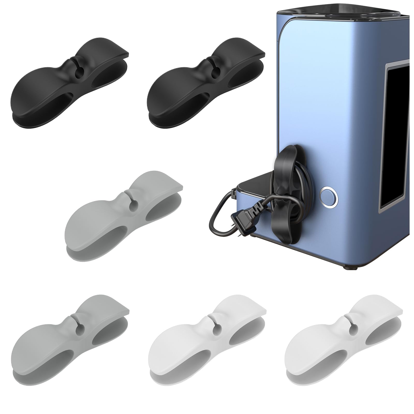 VEGCOO Organiseur de Cordon - Lot de 6 - Adhésifs Silicone Résistants à la Chaleur - Pour Appareils Ménagers
