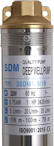 Miniatura 10 de Bombas sumergibles 3 "OD Pipe 220-240V60HZ 0.37KW 0.5HP Acero inoxidable 1" Salida Bomba sumergible de pozo profundo Bomba de pozo profundo con caja