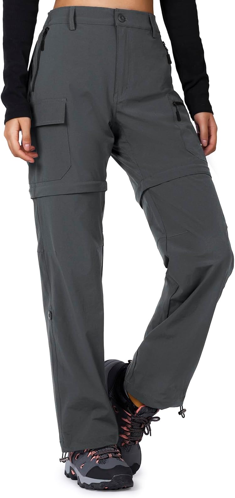 Women's-Hiking-Pants-Convertible Quick-Dry-Stretch-Lightweight Zip-Off Outdoor Pants with 5 Deep Pockets