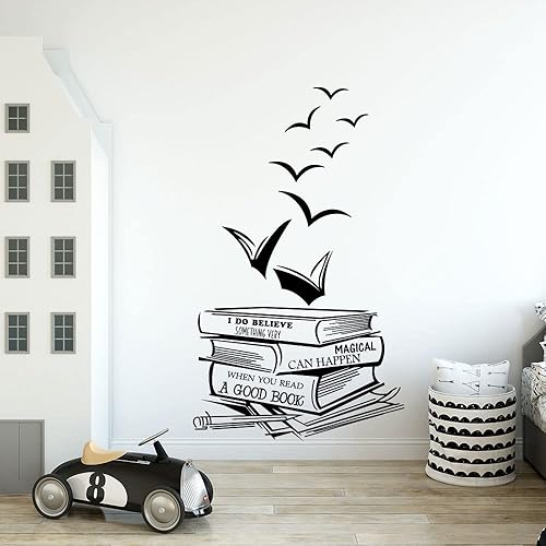 Miniatura 7 de Lchen Adhesivo decorativo para pared con texto en inglés "Book Option" (libro 3)