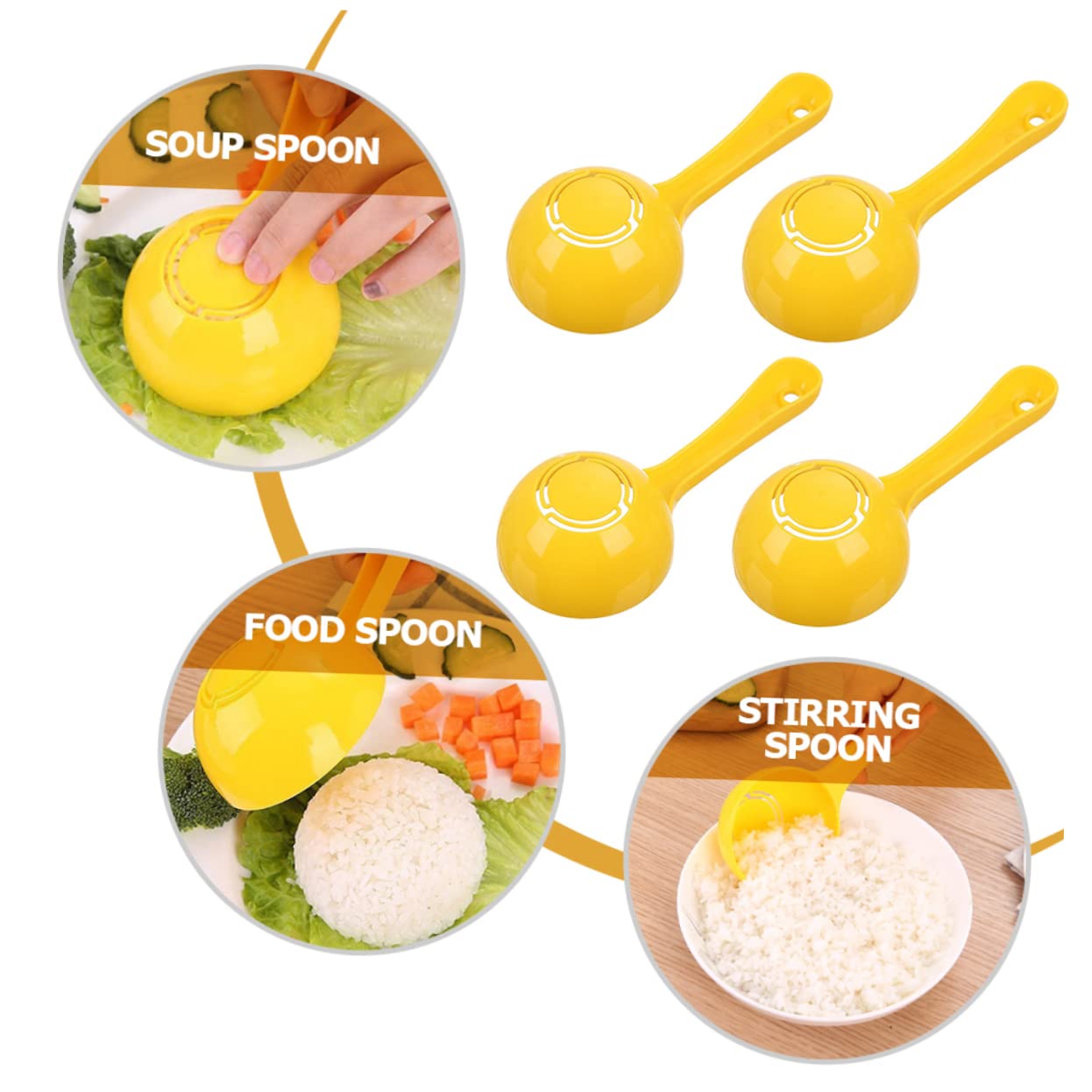 CIYODO 3pcs Sushi Rice Spoon Kit Sushi Wear-resistant Rice Scoop Chinese Rice Paddle Rice Press Rice Ball Press Rice Ball Maker Convenient Rice Spoon Reusable Sushi Spoon Plastic Yellow
