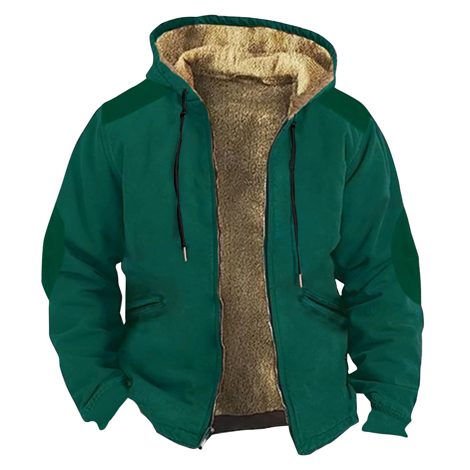 2025 Trend Sommer und Frühling Warm Gefütterter Jacke Herren Lässige Mode Schwergewicht Warme Kapuzenjacke Fleece Reißverschluss Dicke Winddichte Outdoorjacke