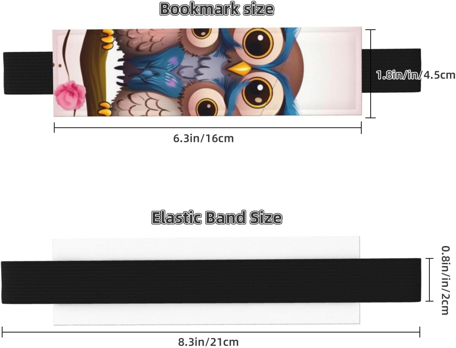 Cute Owls Pen Holder for Notebook, PU Leather Pen Sleeve Pouch for Gift, Detachable Bookmark Elastic Journal Pencil Holder Case - Hold 2-3 Pens, Black image 3