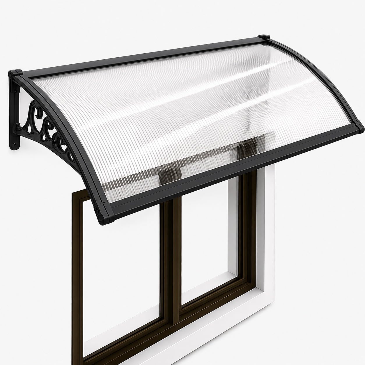 Hukimoyo Door & Window Awning for Outdoor Entrance Sunshade Roof Sheet with Heavy Duty Brackets UV Resistant Rain & Snow Protection Cover for Patio Balcony Porch Front Door & Windows (60 * 120 cm)-image-4