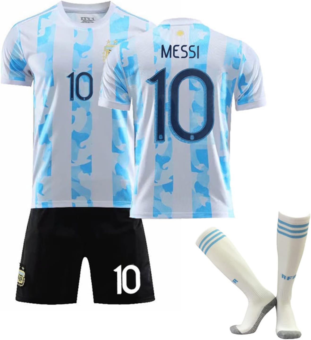 REZIALOutdoor Soccer Jersey For Adults And Children With Socks With “ MESSI” And “10”(Size:2XL,Color:No.10)