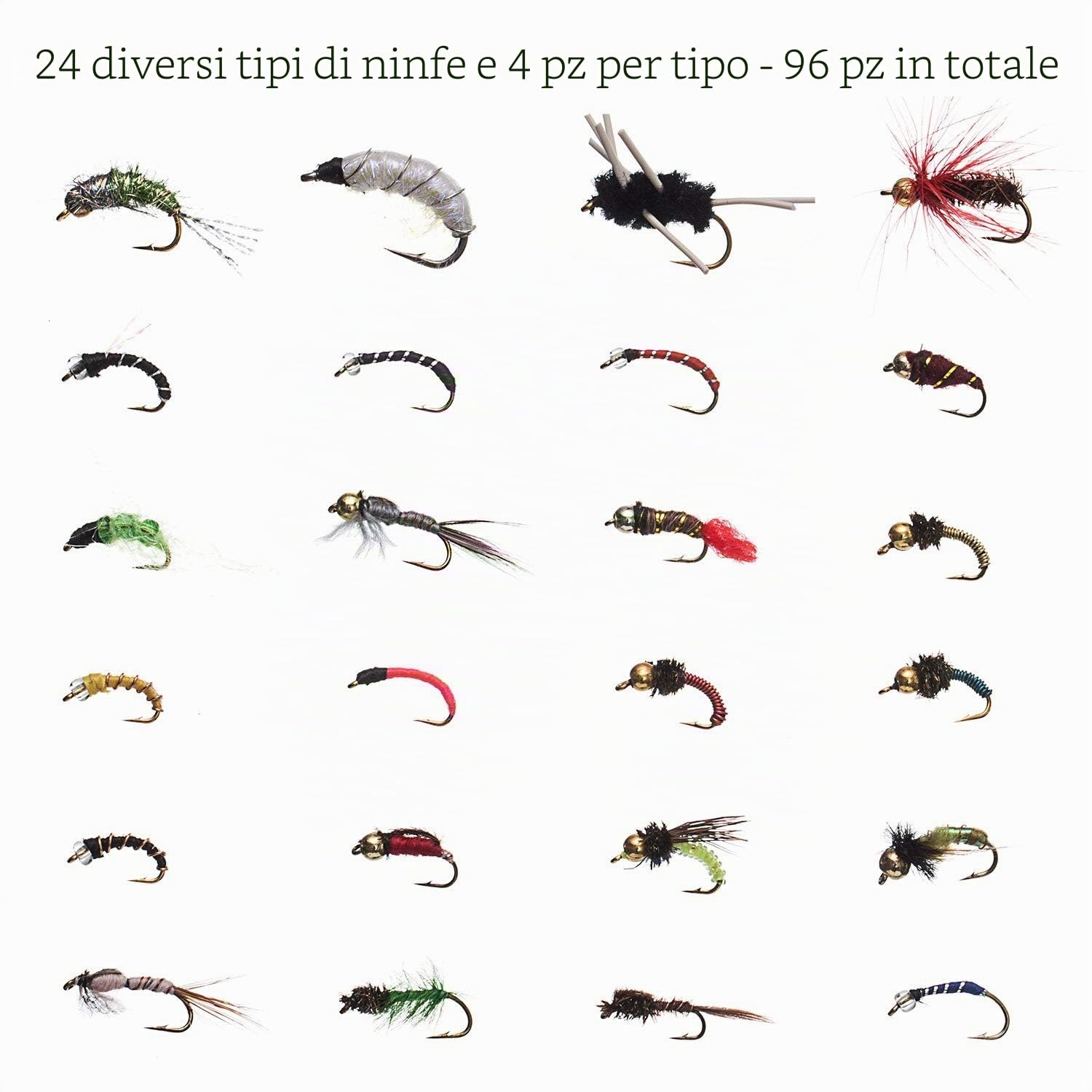 Bassdash Pesca Mosche Artificiali Esche Set Assortimento di Mosche Trota Bass con Fly Box Pezzi con Mosche secche/bagnate, ninfe, Stelle filanti, Popper