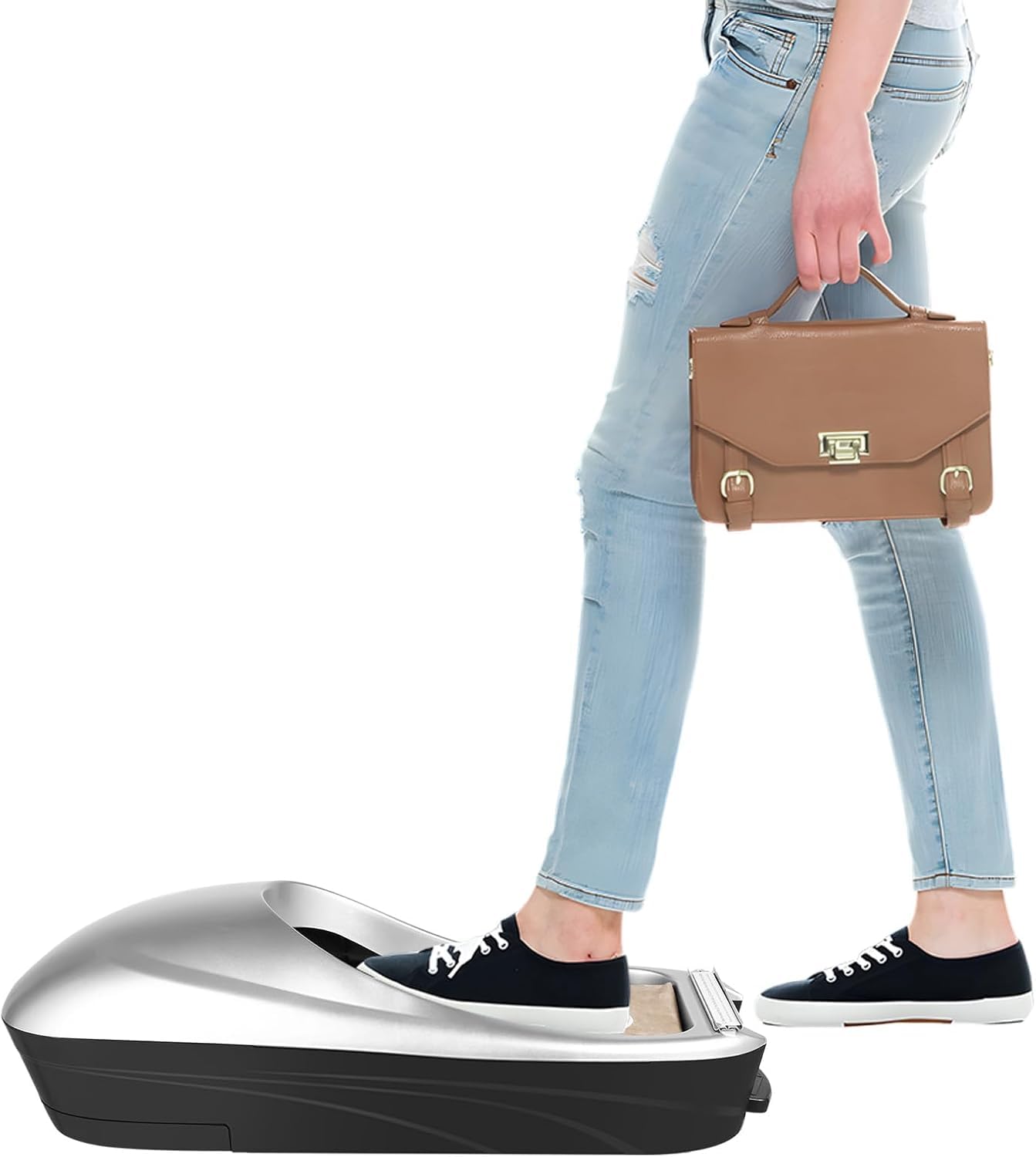 NALACALNALACAL Automatic Shoe Cover Dispenser Machine, for Home, Lab, Office, Hotel, Exhibition, Factory to Protect the Floor, with 1 Roll Overshoe Film Silver Kit