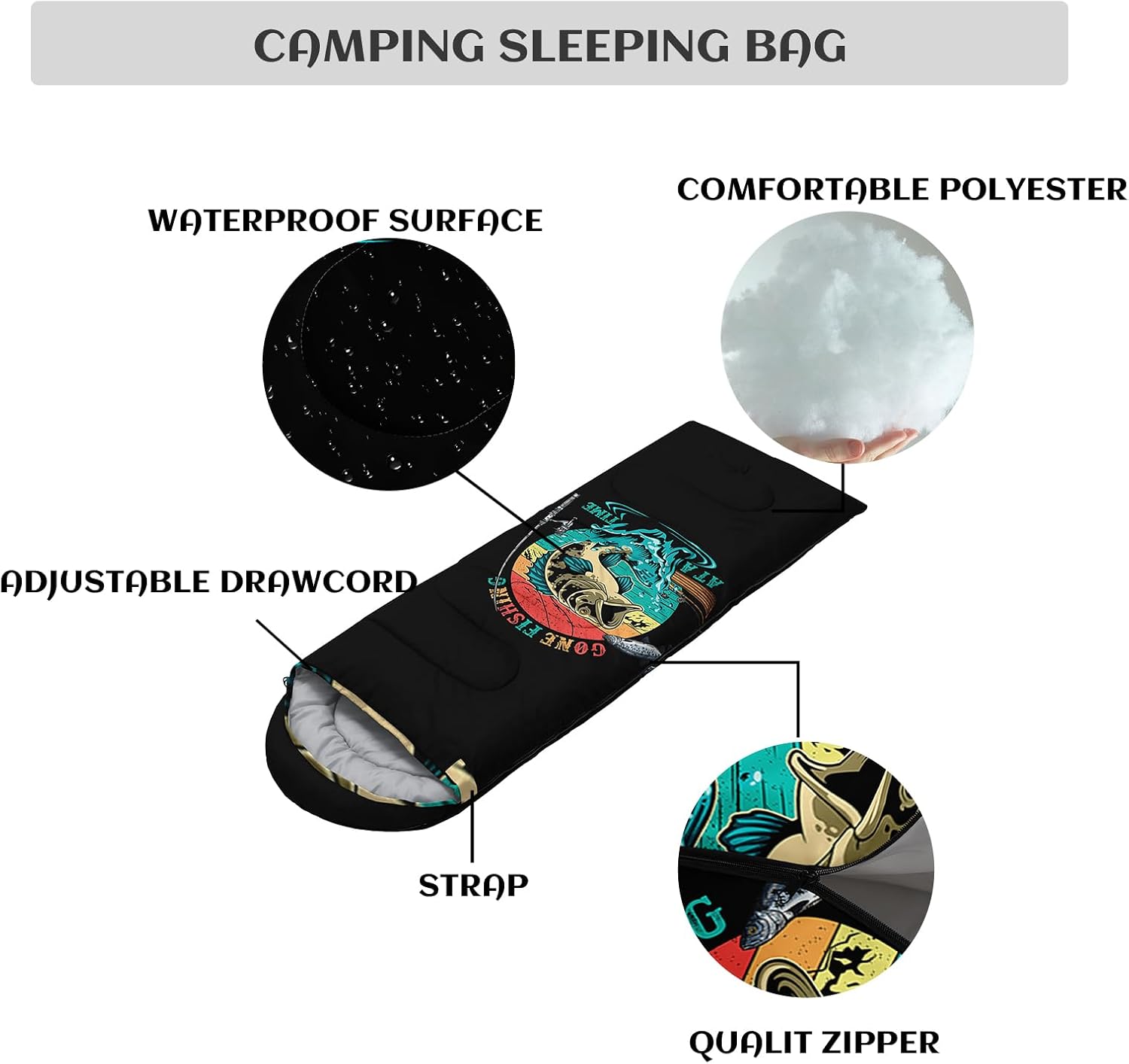 Sleeping Bags for Adults and Kids,3D Printing Camping Sleeping Bag for Girls Boys Lightweight Waterproof Cold/Warm 3-Season,Outdoor Travel with Compression Bags - Image 3