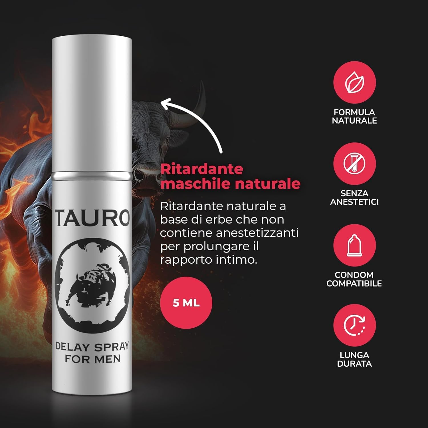 Tauro Extra Power - Ritardante Intimo per Uomo 5ML - 3 PEZZI