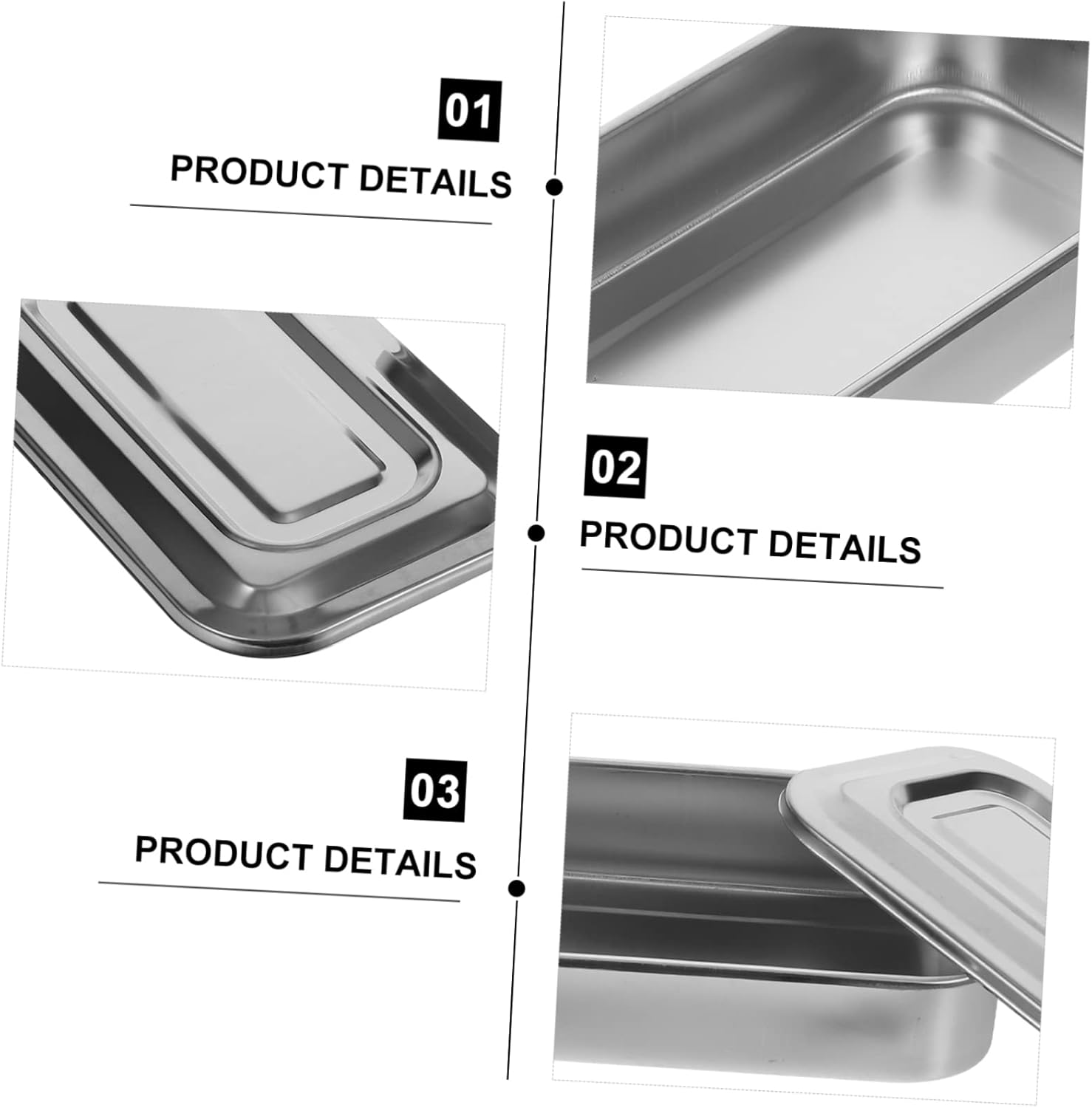 GALPADA 4pcs Stainless Steel Box Lid Medical Tray for Nail Tools and Equipment Seamless Design for Easy Cleaning and Leak